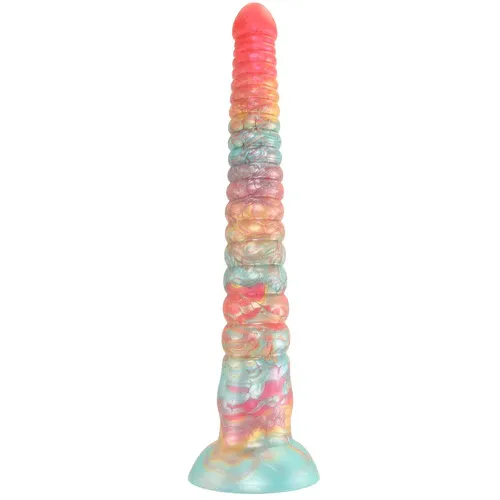 NSN-0412-21 Colours Stacked 12 inch Dildo Red/Gold