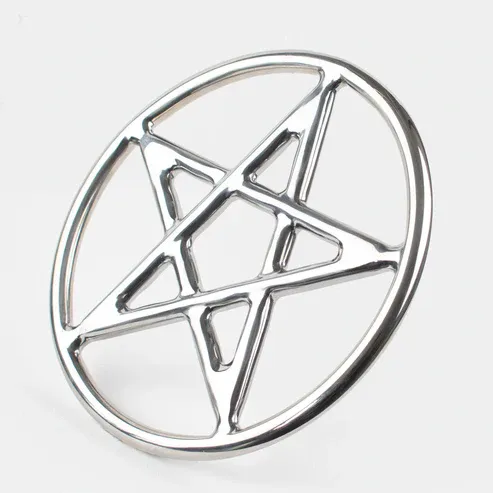 Steel Pentacle Ring 9in Chrome