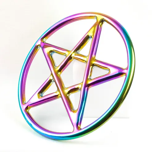 Steel Pentacle Ring 9in Rainbow