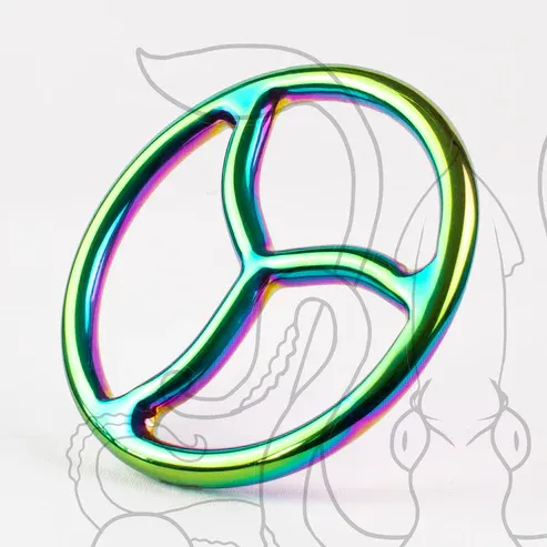 Steel Triskele Ring 6in Rainbow