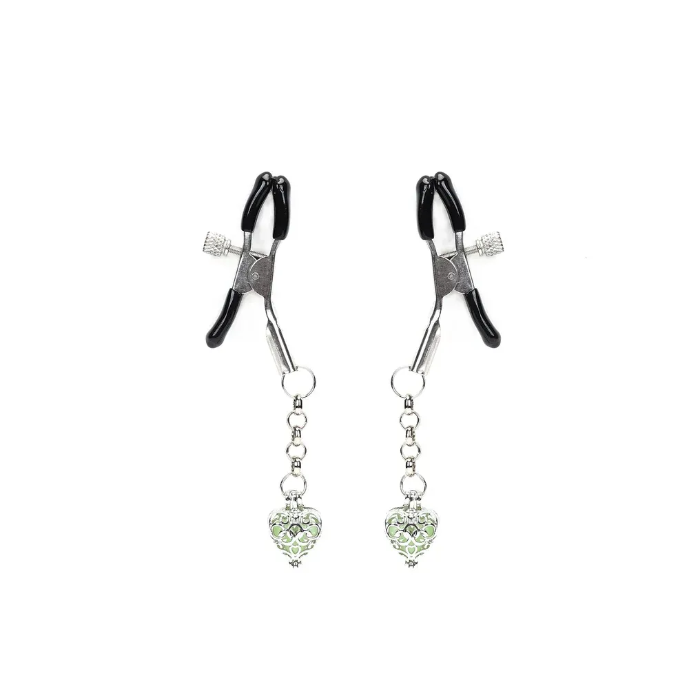 NC-8033 Glow-in-Dark Nipple Clamps, Color: Green