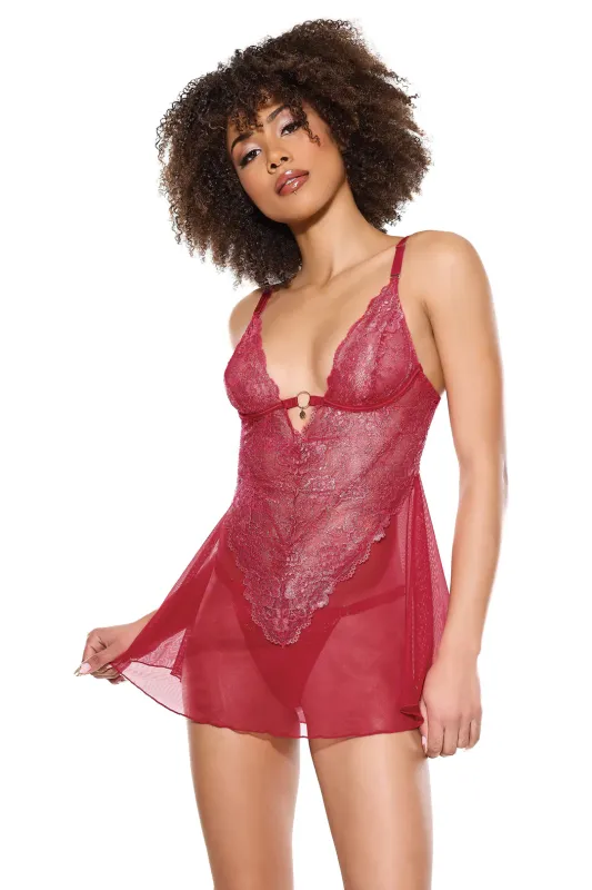 24306-PNK Babydoll/Thong