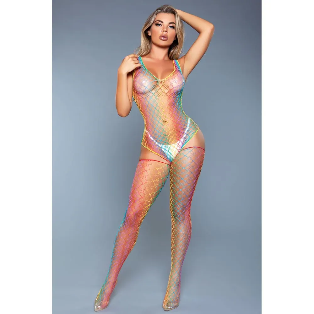 BW2056RB Revenge Bodystocking Rainbow O/S