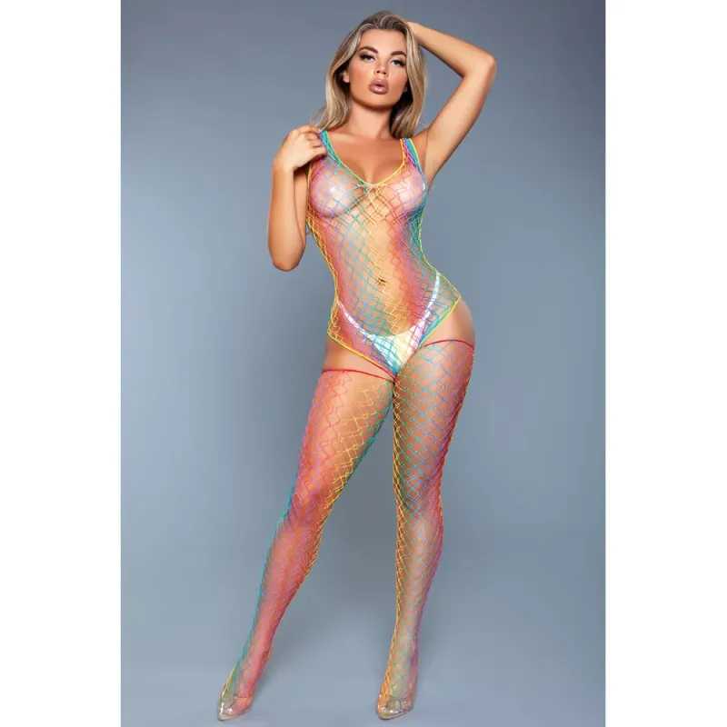 BW2056RB Revenge Bodystocking Rainbow O/S
