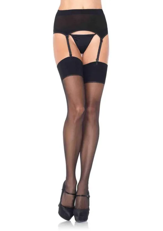 LA-1925BLKOS Garter Stocking Black O/S