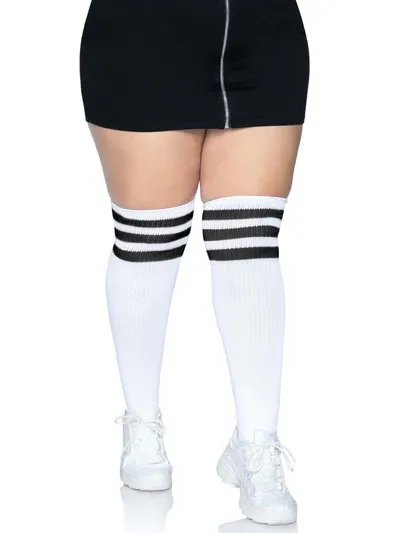 LA-5627XBLKWHT Knee High Sock Black/White 1X/2X
