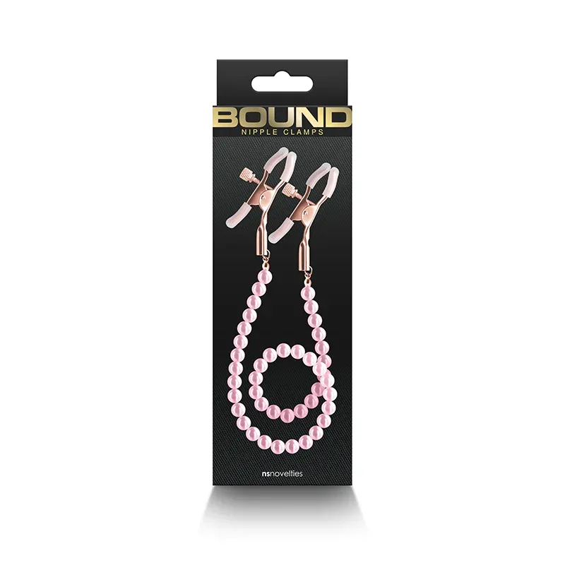 NSN1302-44 Bound Nip Clamps Pink Beads
