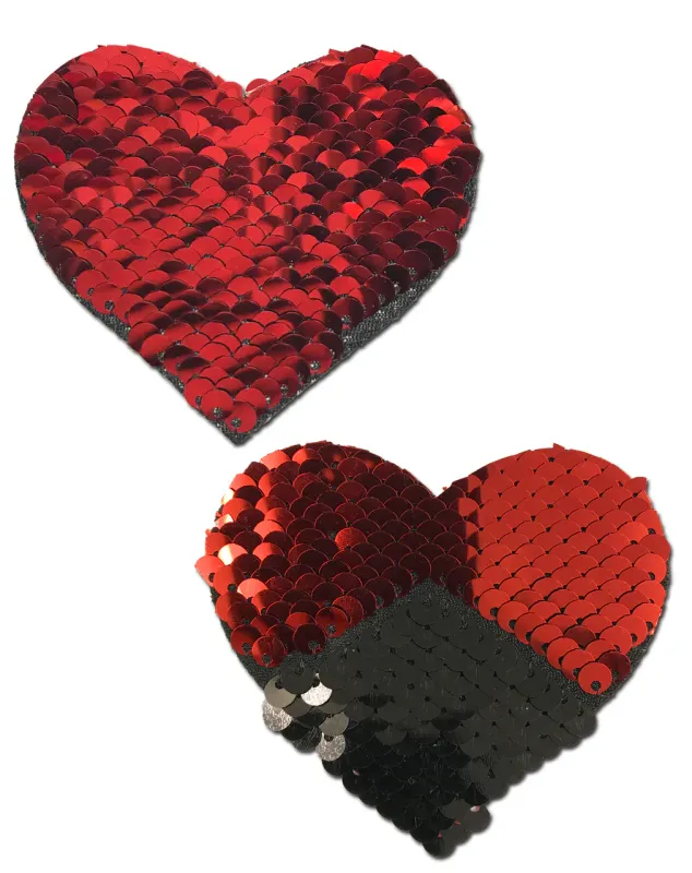 PTHRT-SQ-RDBK Sequin Pasties Red/Black