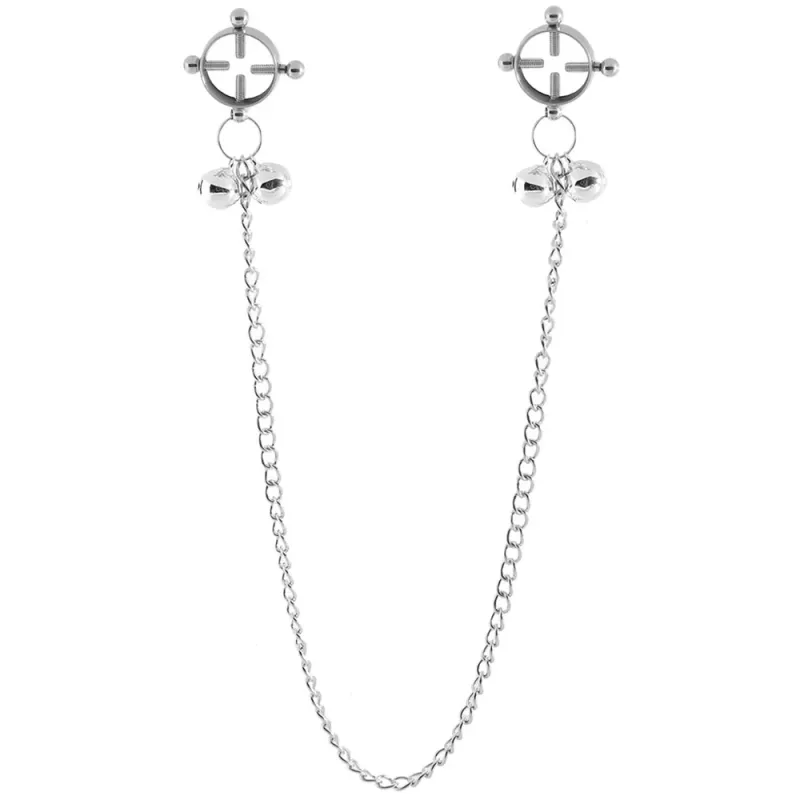 CE-2552-05-2 Clover Nipple Clamp W/ Bells Silver