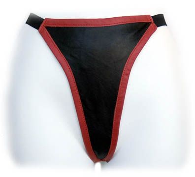 4014-BLK G-String W/ Trim Black/Red O/S