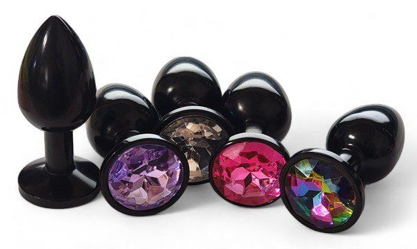 PL-BLK-2 Jeweled Plug Black/Purple Small