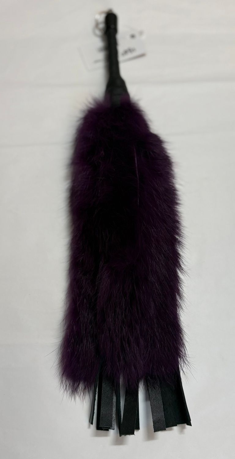 3-FUR-PACK Rabbit/Leather Flogger 16&quot; Purple