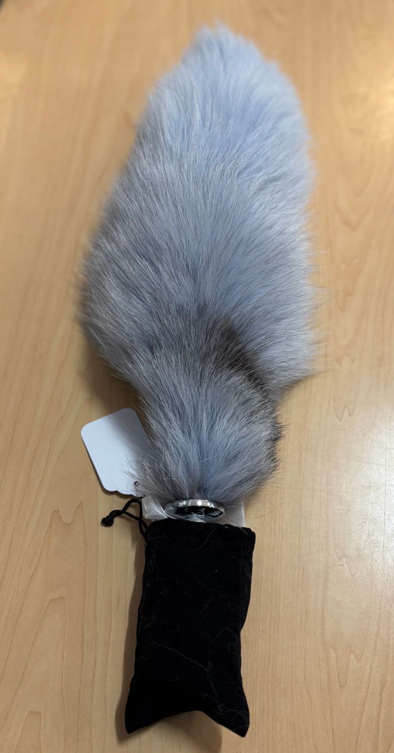 PL-PFT-157 14-17&quot; Fox Tail Steel Plug Large Blue
