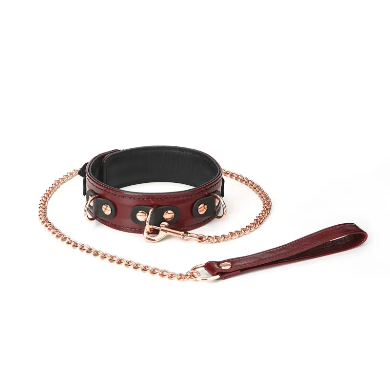 CL-80069BG Wine Red Collar &amp; Leash