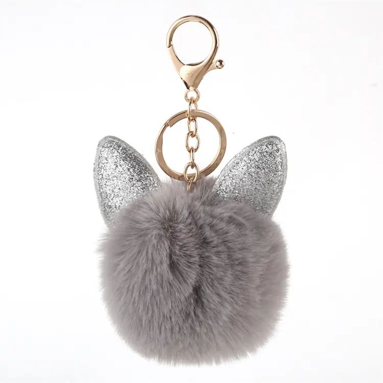 KC-CAT-2 Faux Fur Cat Pom Keychain