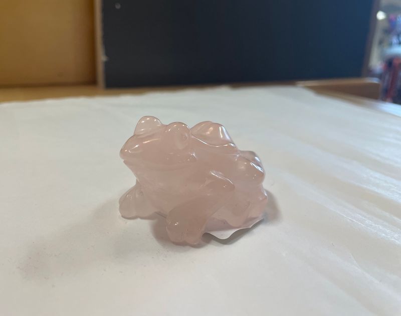 Rose Quartz Frog Carving