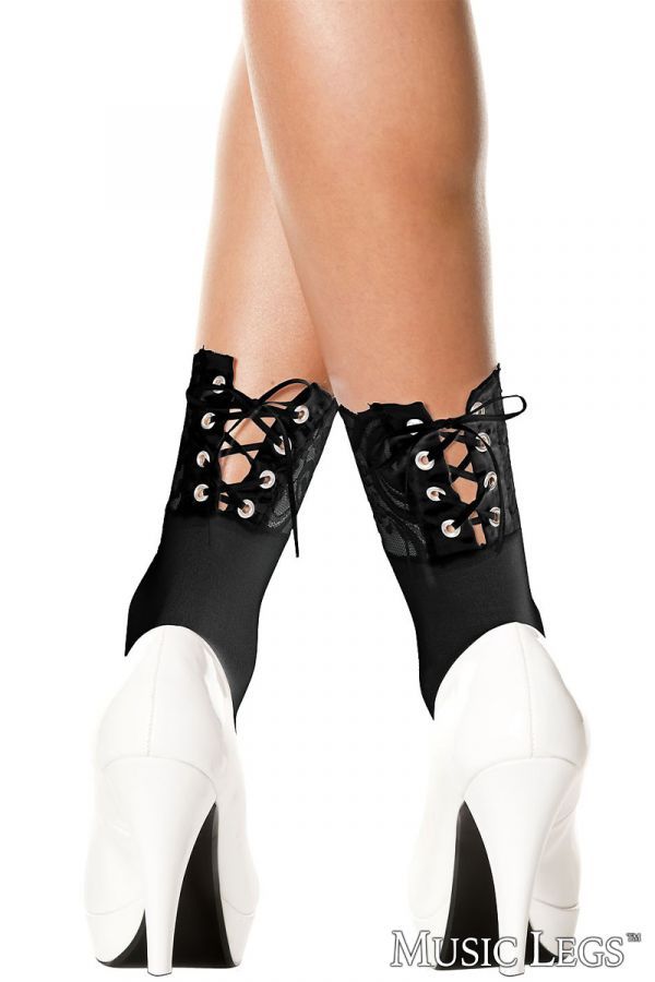 ML548 Lace Up Ankle Sock Black OS