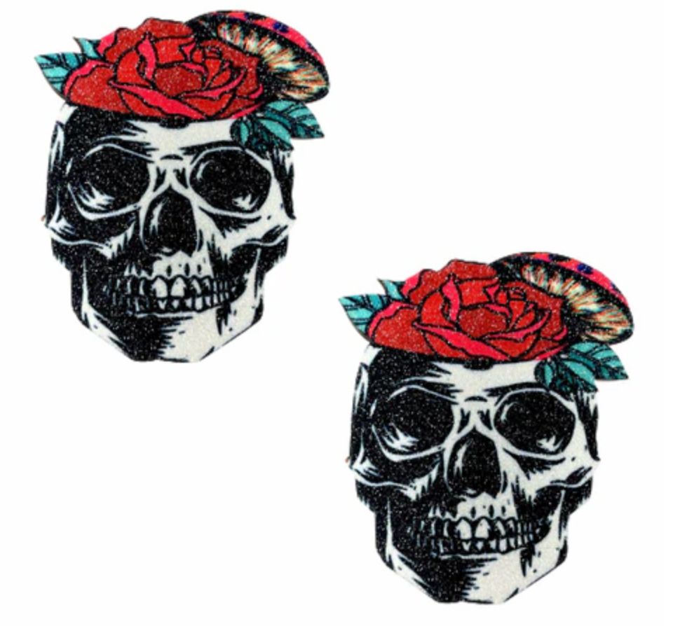FA-WSS-SNS Stick On Pasties Glitter Skull