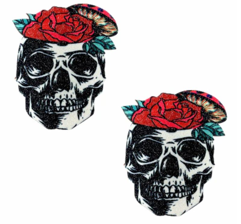 FA-WSS-SNS Stick On Pasties Glitter Skull