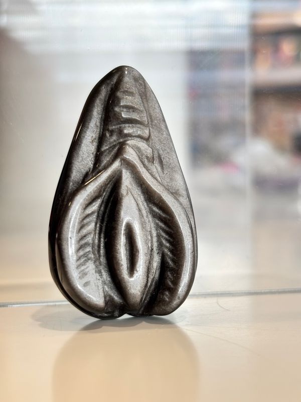 Silver Obsidian Vulva Carving