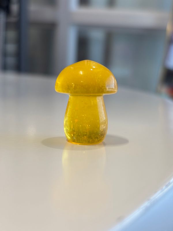 Honey Calcite Mushroom Carving