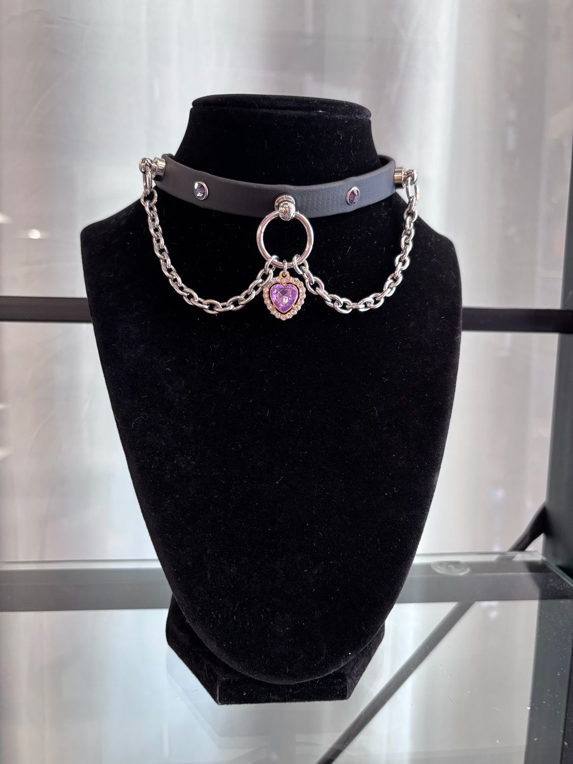 1/2in Bio Collar Black Gem/Purple Crystal
