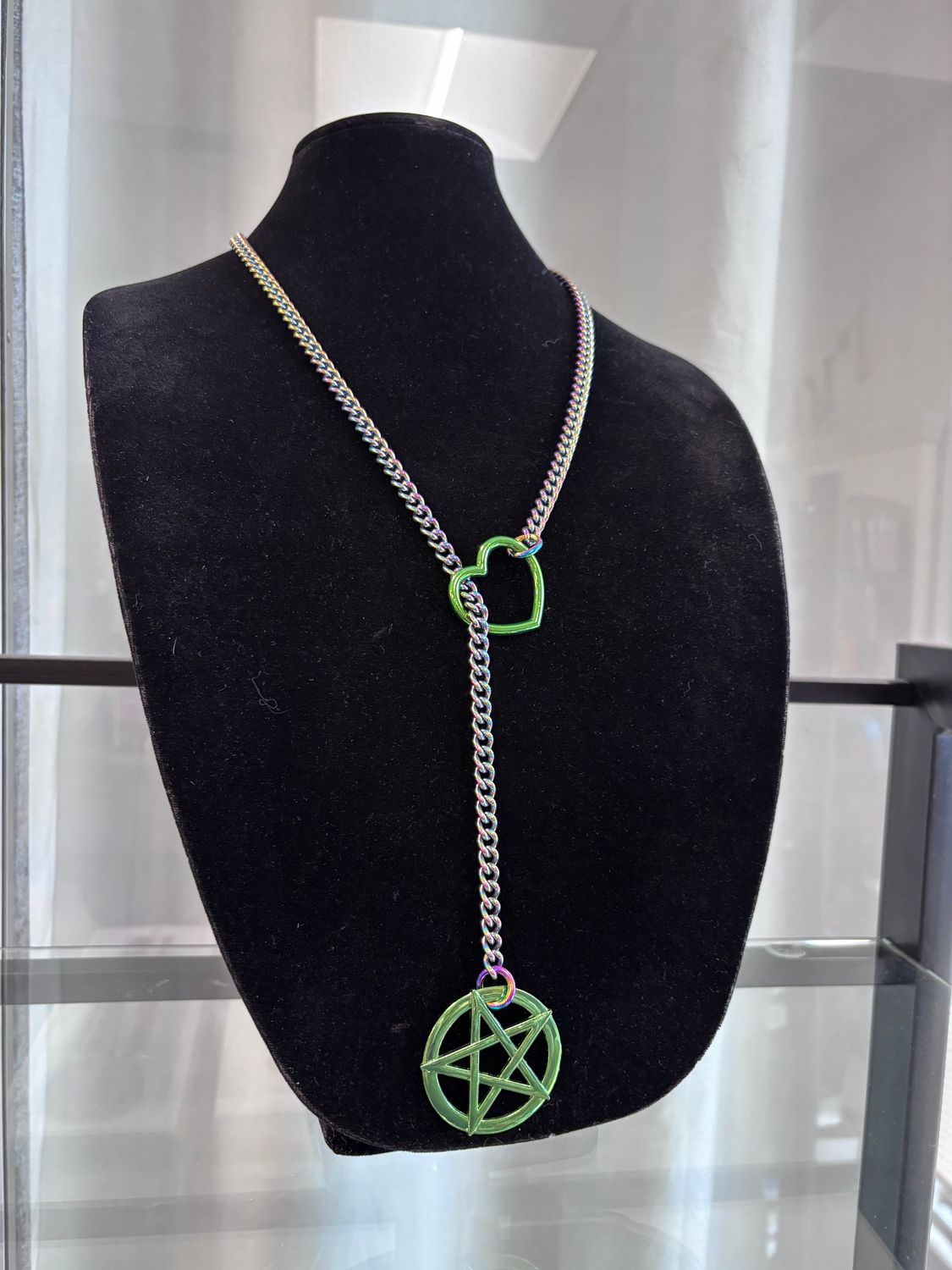 Slip Chain Rainbow W/ Green Penta/Heart