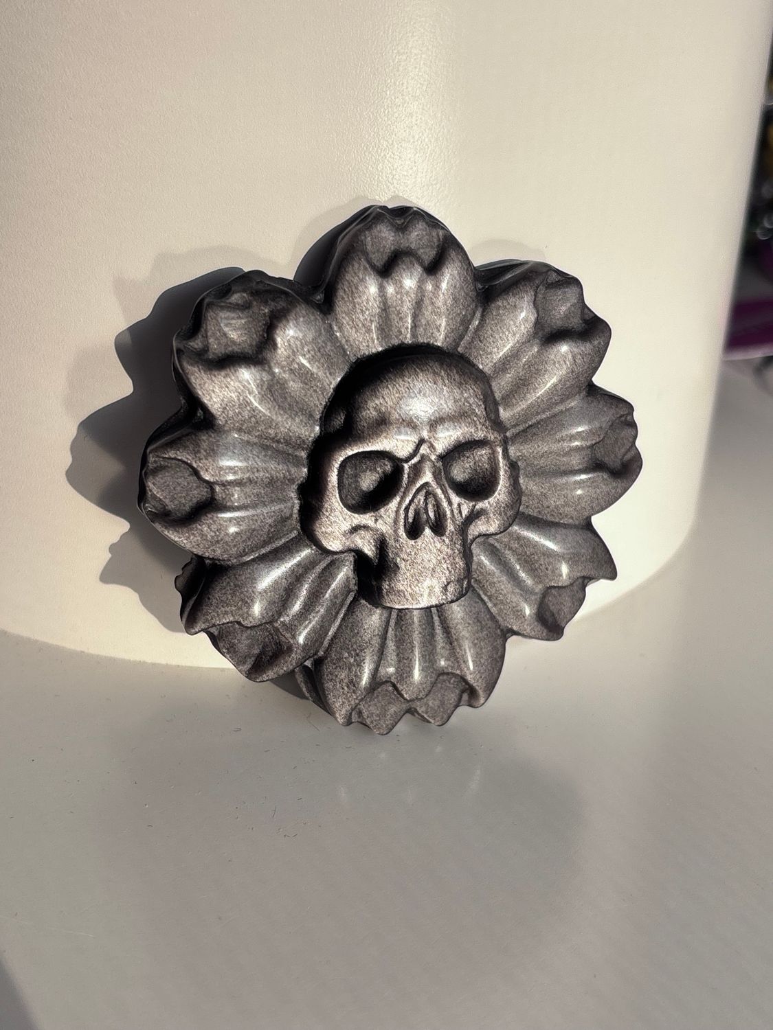 Silver Obsidian Sunflower W/ Skull