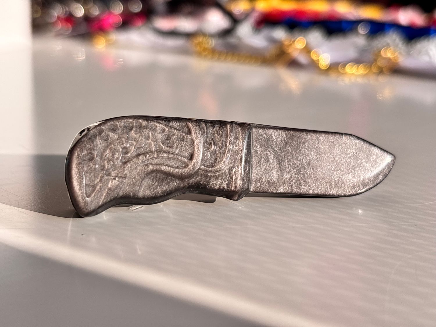 Silver Sheen Obsidian Knife