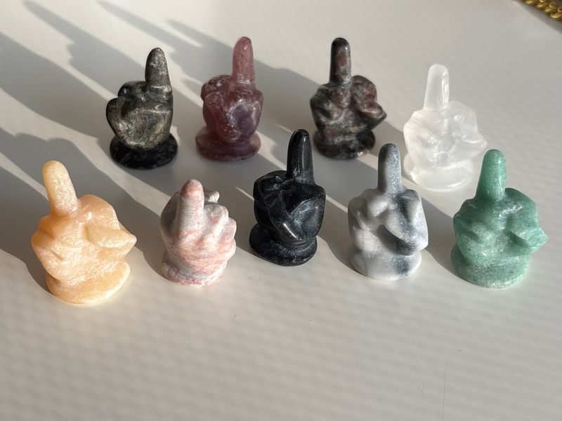Clear Quartz Middle Finger Carving