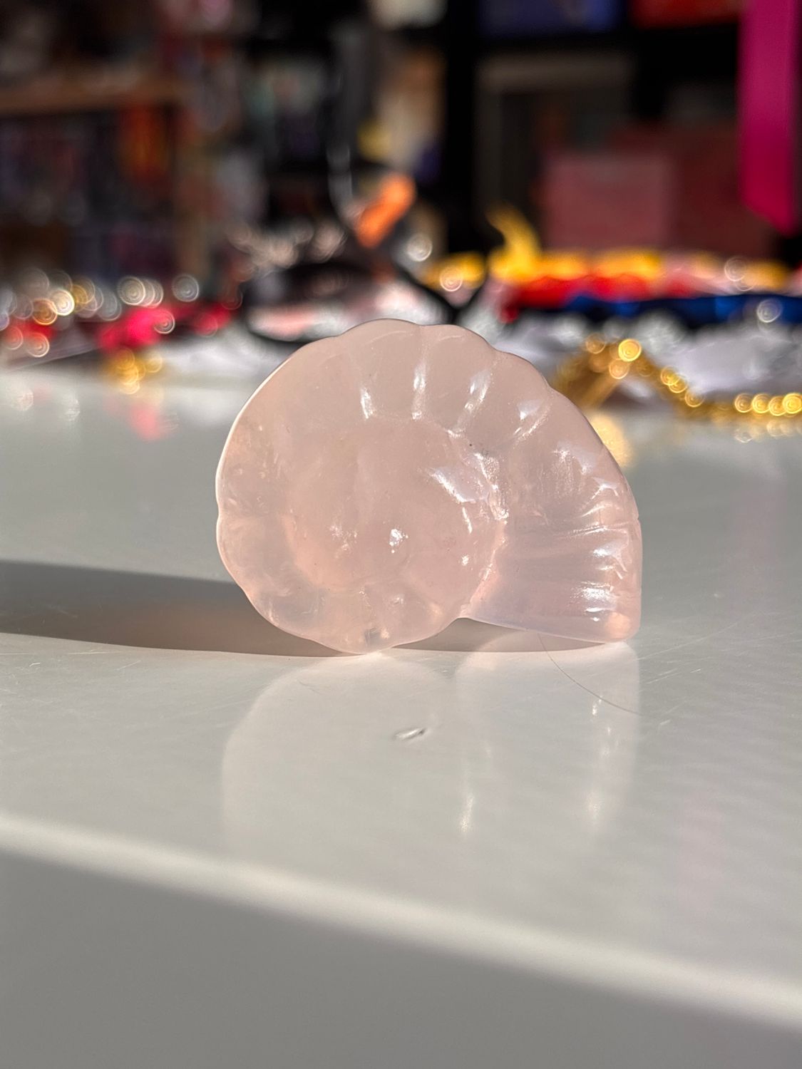 Rose Quartz Shell Carving