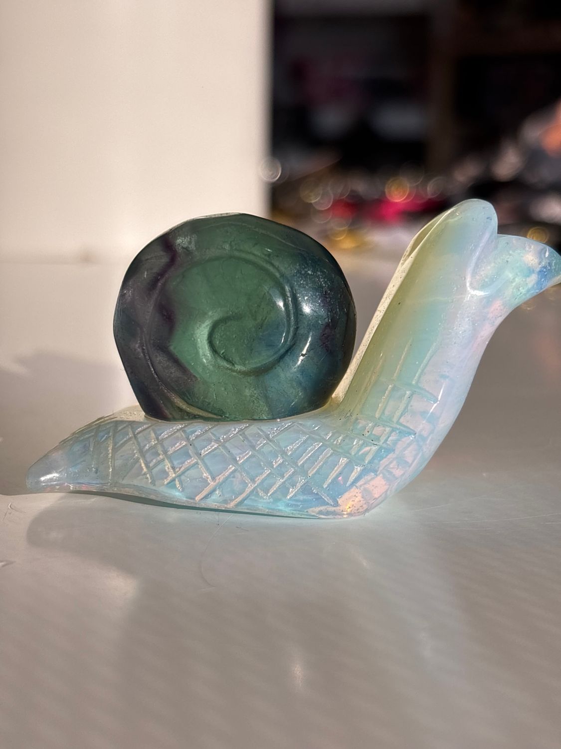 Rainbow Fluorite/Opalite Snail