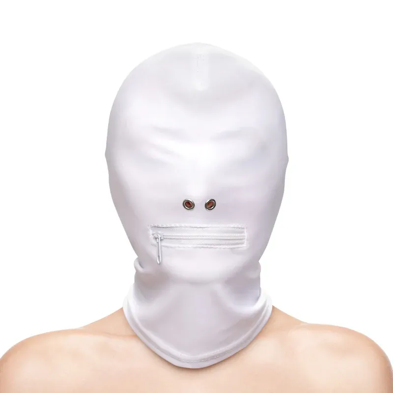 NSN1803-51 Hustler Taboo Zippered Mouth Hood White