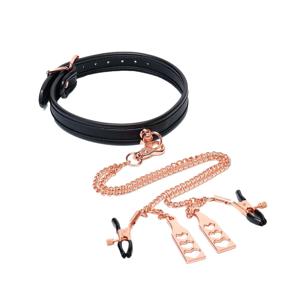 57811 Punishment Collar/Clamps Rose Gold