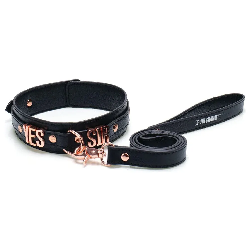 57812 Punishment Yes Sir Collar/Leash Rose Gold