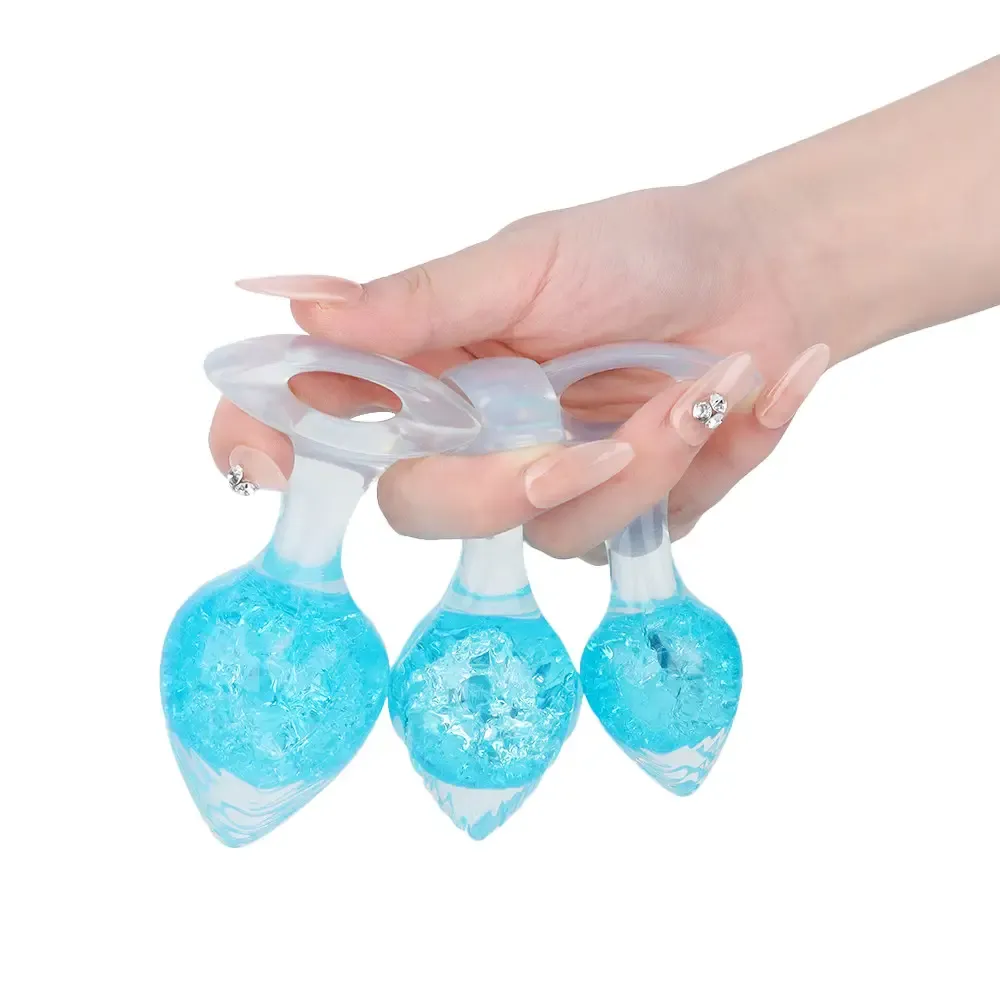 AP-81631 Crystal Butt Plug Blue Small
