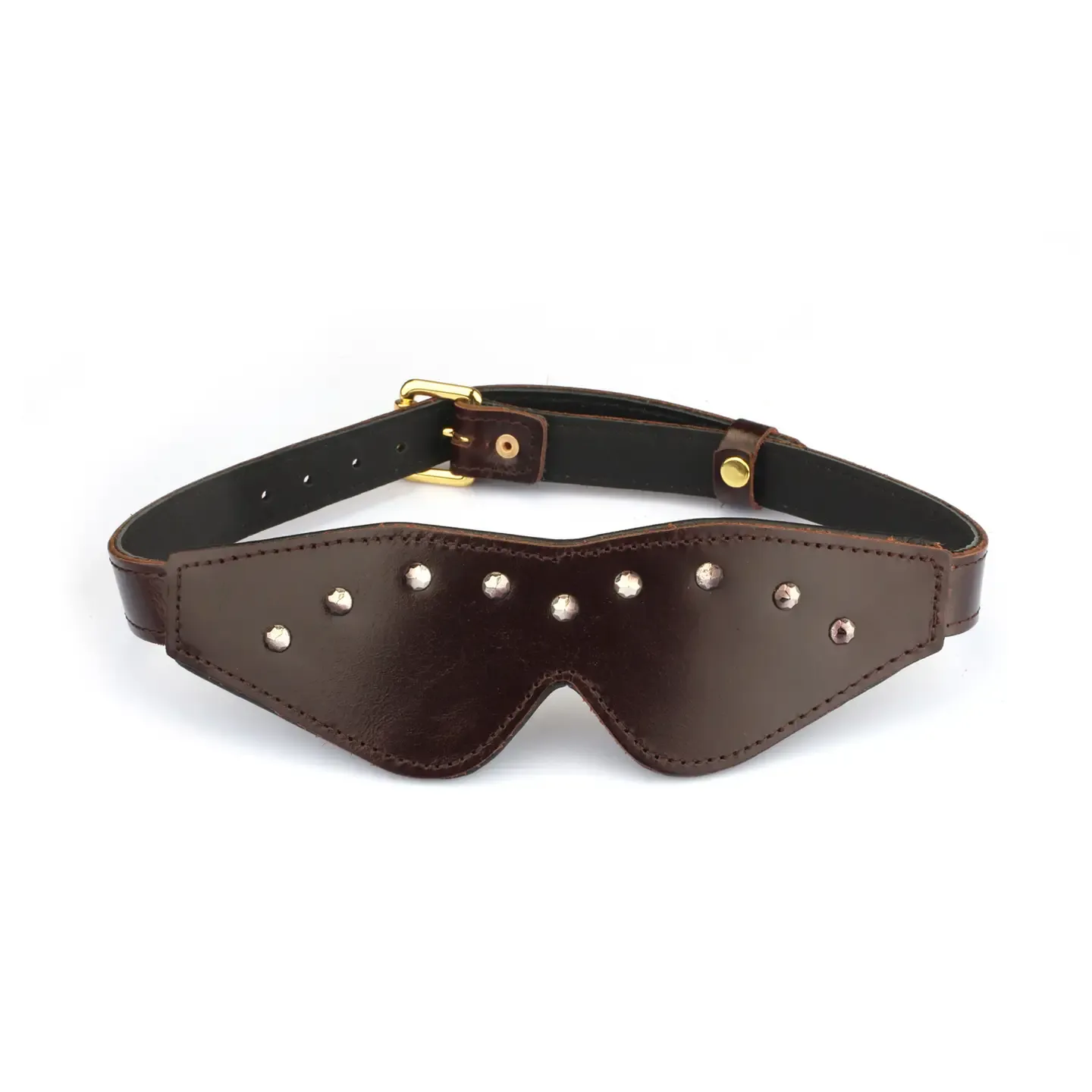 BF-81121 Leather Blindfold w/ Rivets Brown