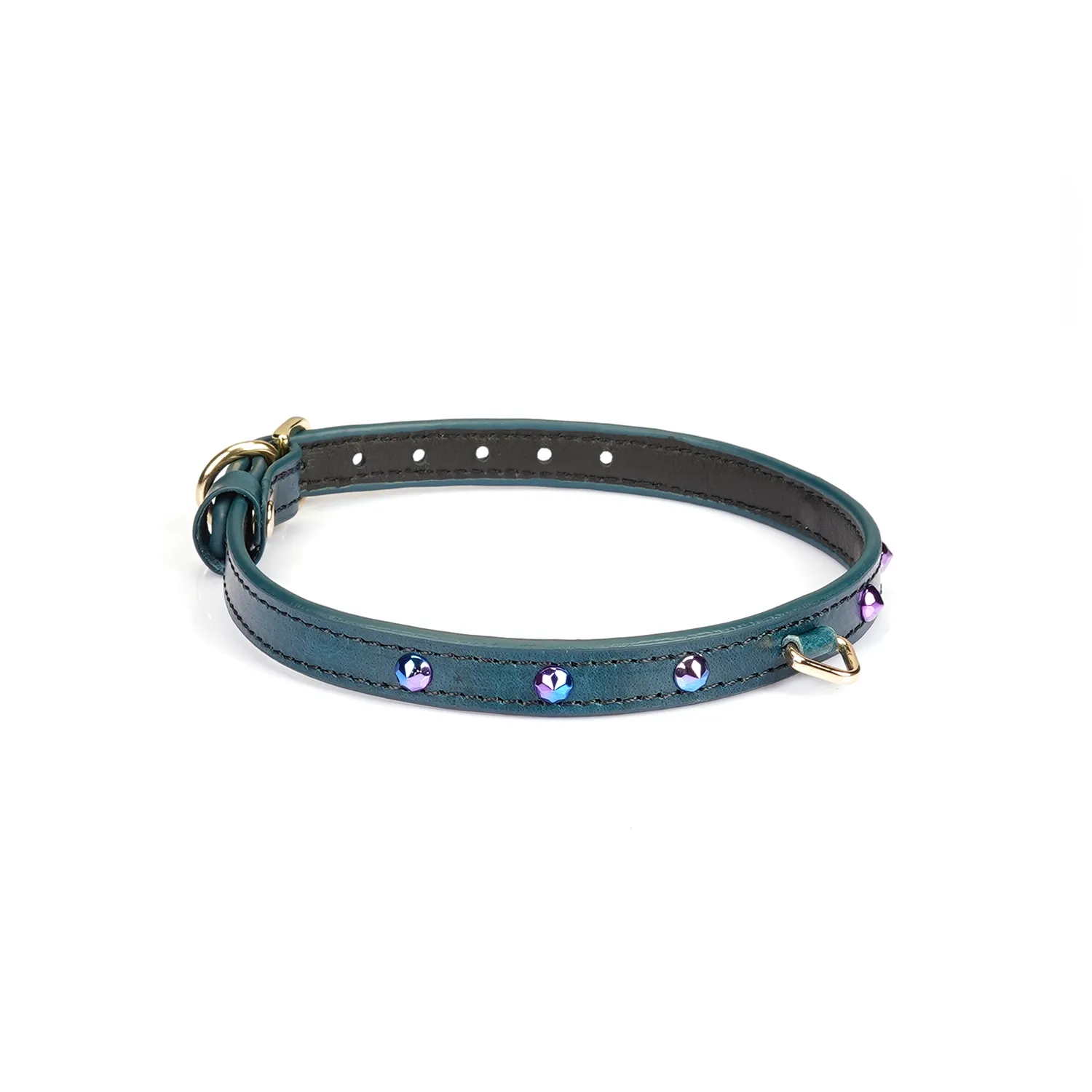 CL-81203 Leather Choker w/ Rivets Blue