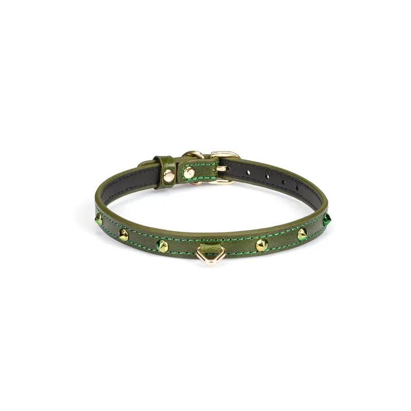 CL-81204 Leather Choker w/ Rivets Green