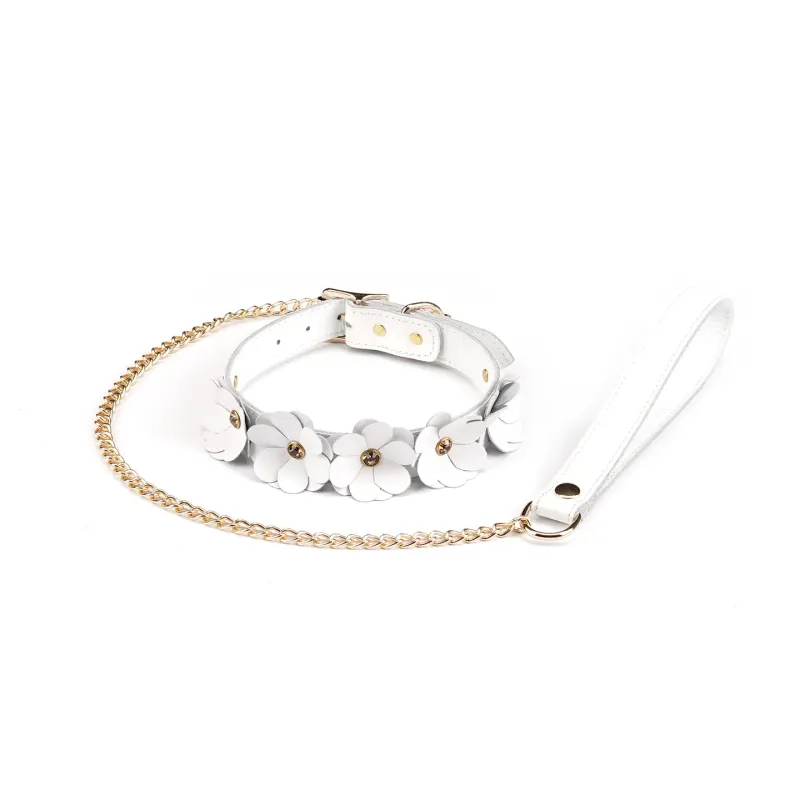 CL-Z1016 White Flower Collar/Leash