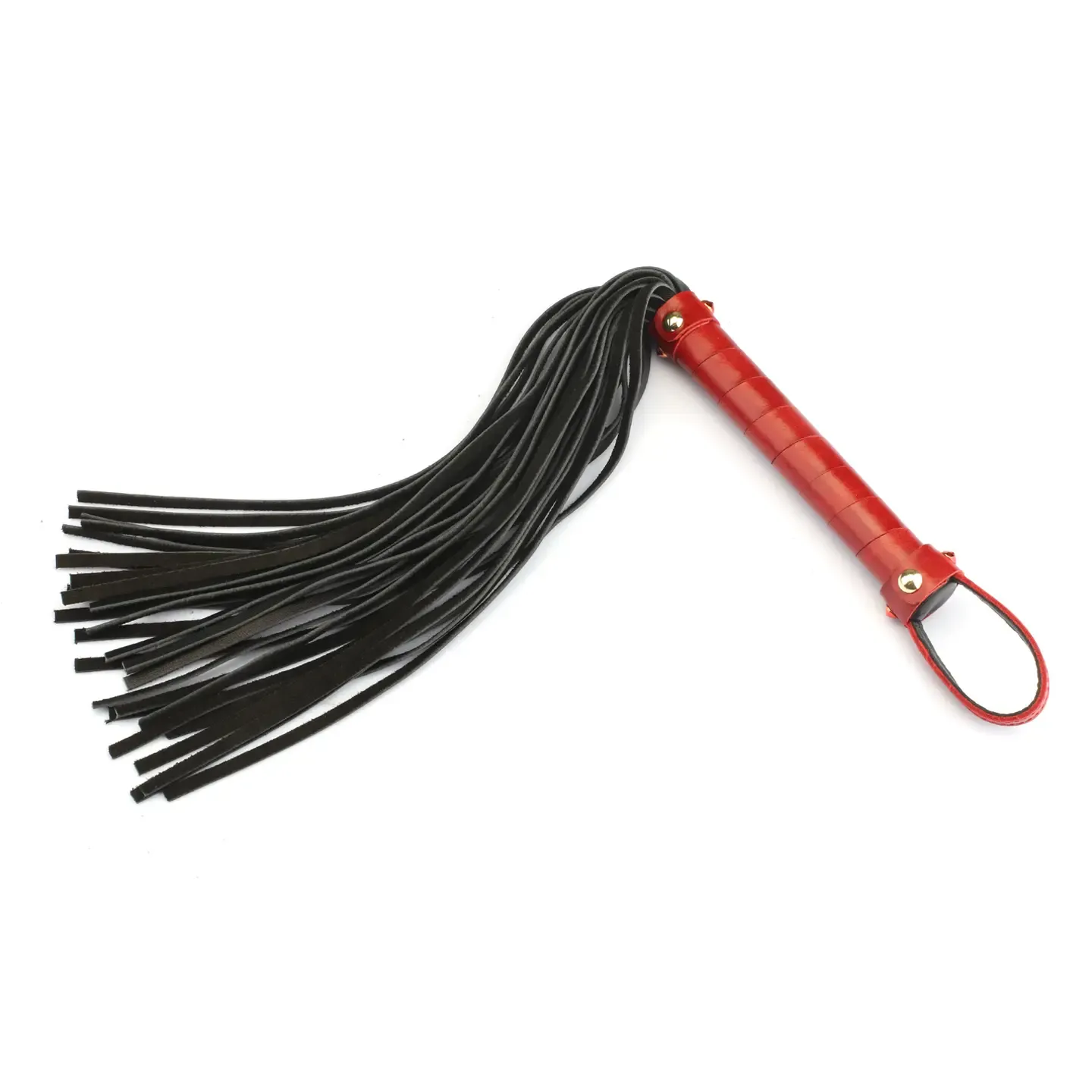 FG-81103 Leather Flogger w/ Rivets Red