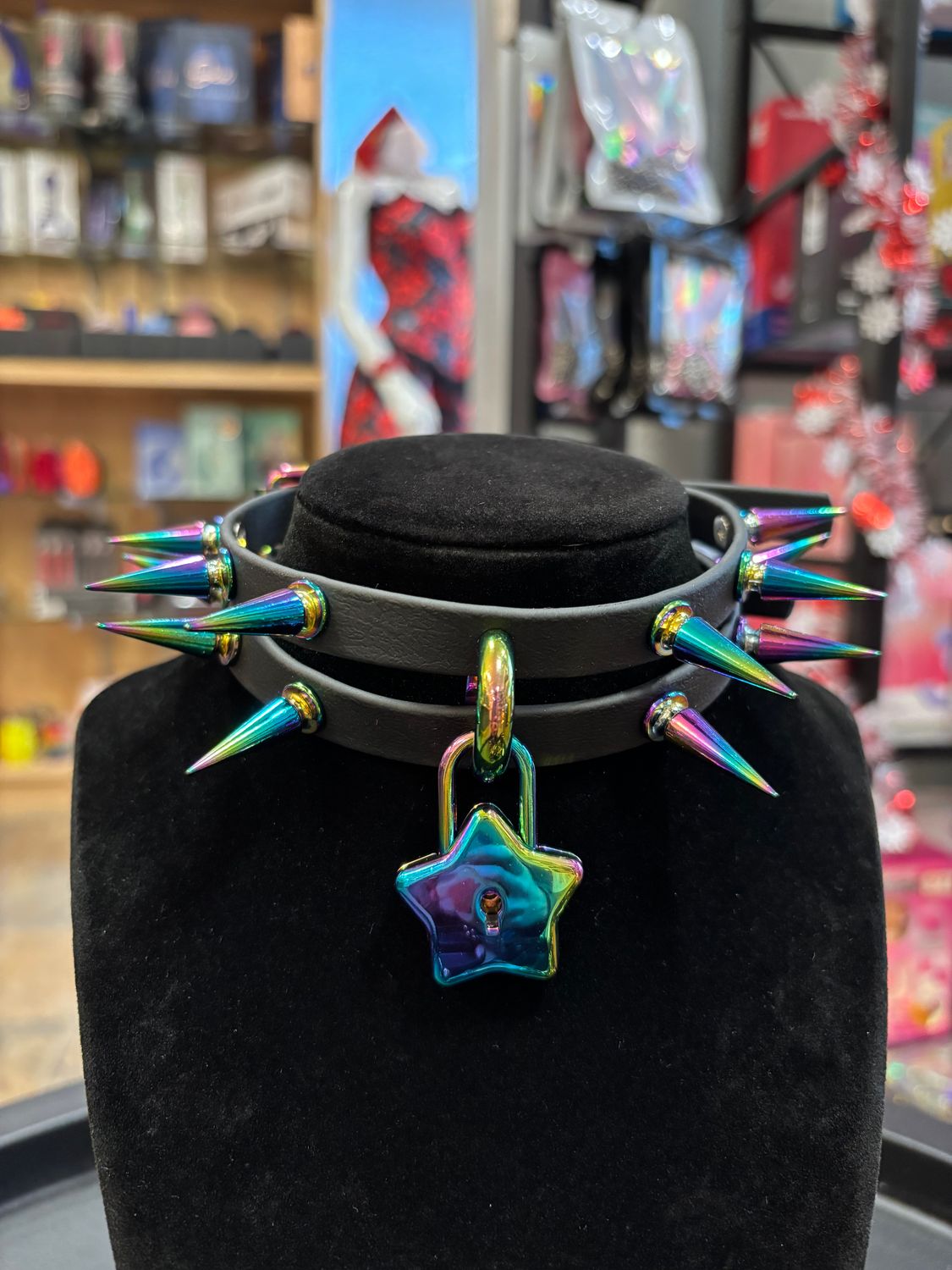 Biothane Double Collar Rainbow Spike