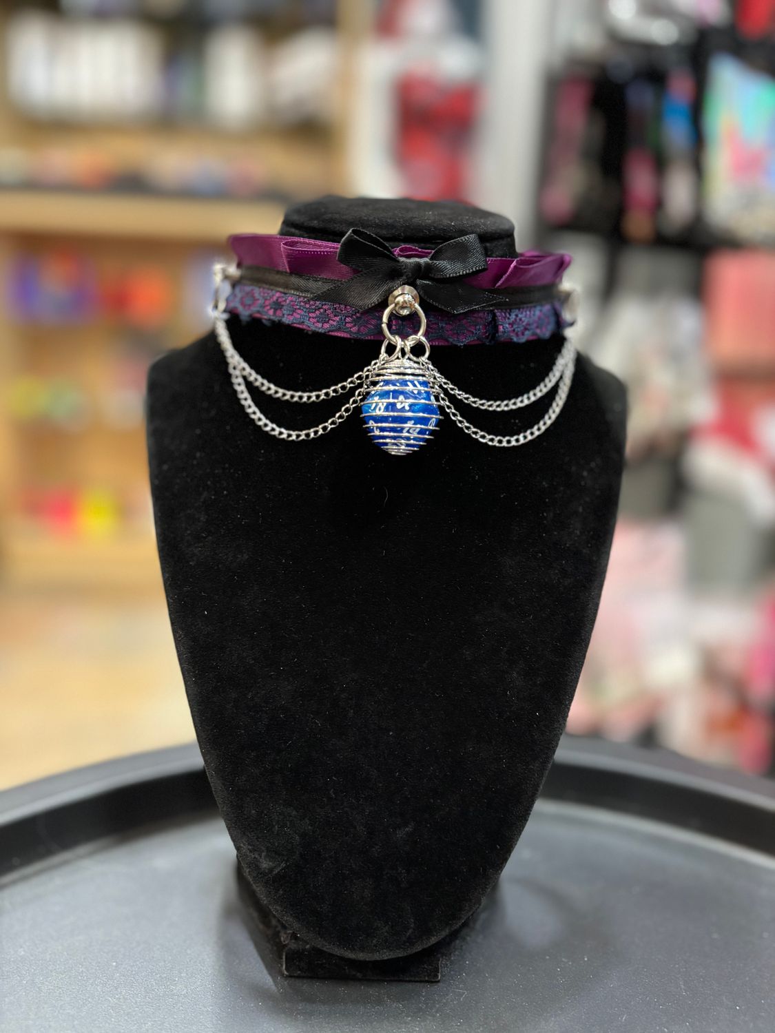 D&amp;D Lace Collar Purple Bow