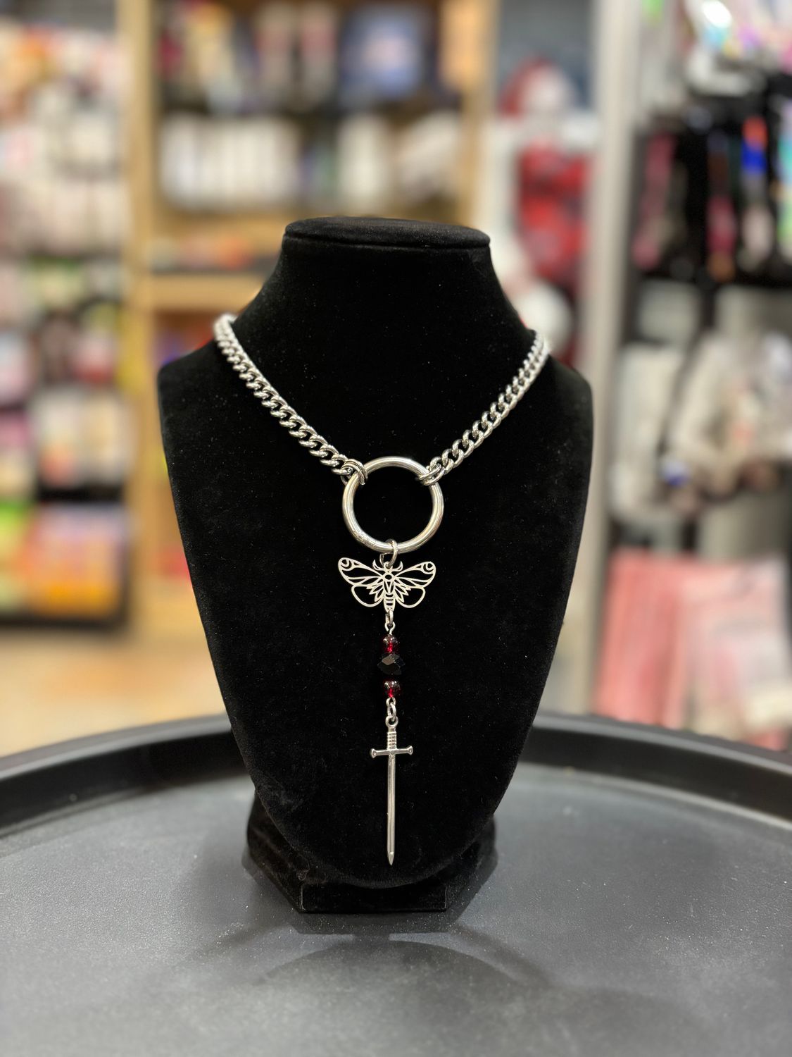 Day Collar Silver Round w/ Moth