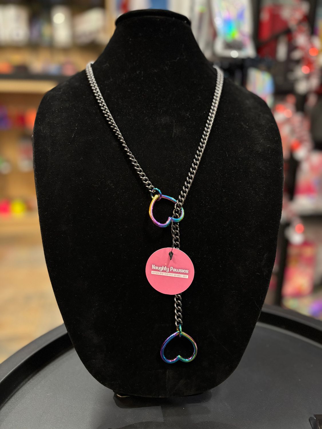 Slip Chain Black/Rainbow Heart