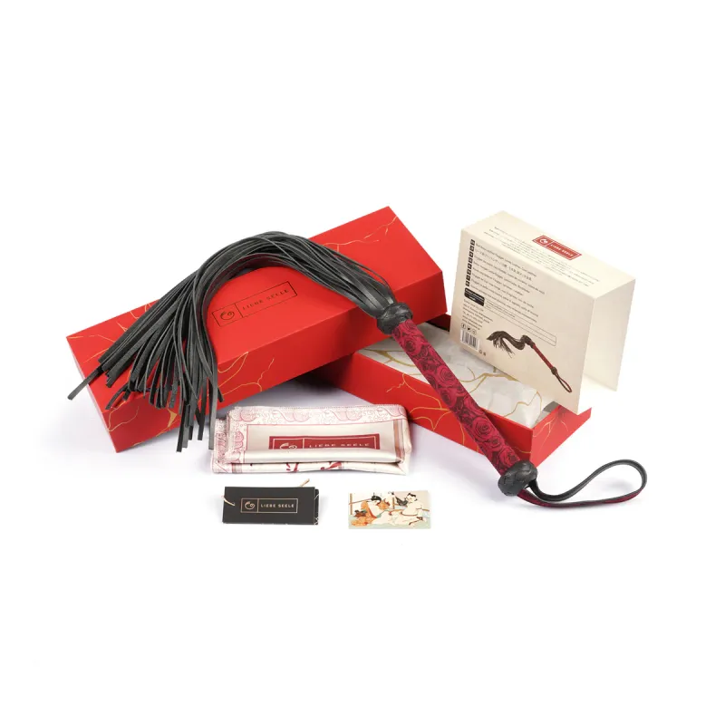 WP-80922RD Ukiyo-e Red Rosy Flogger Whip
