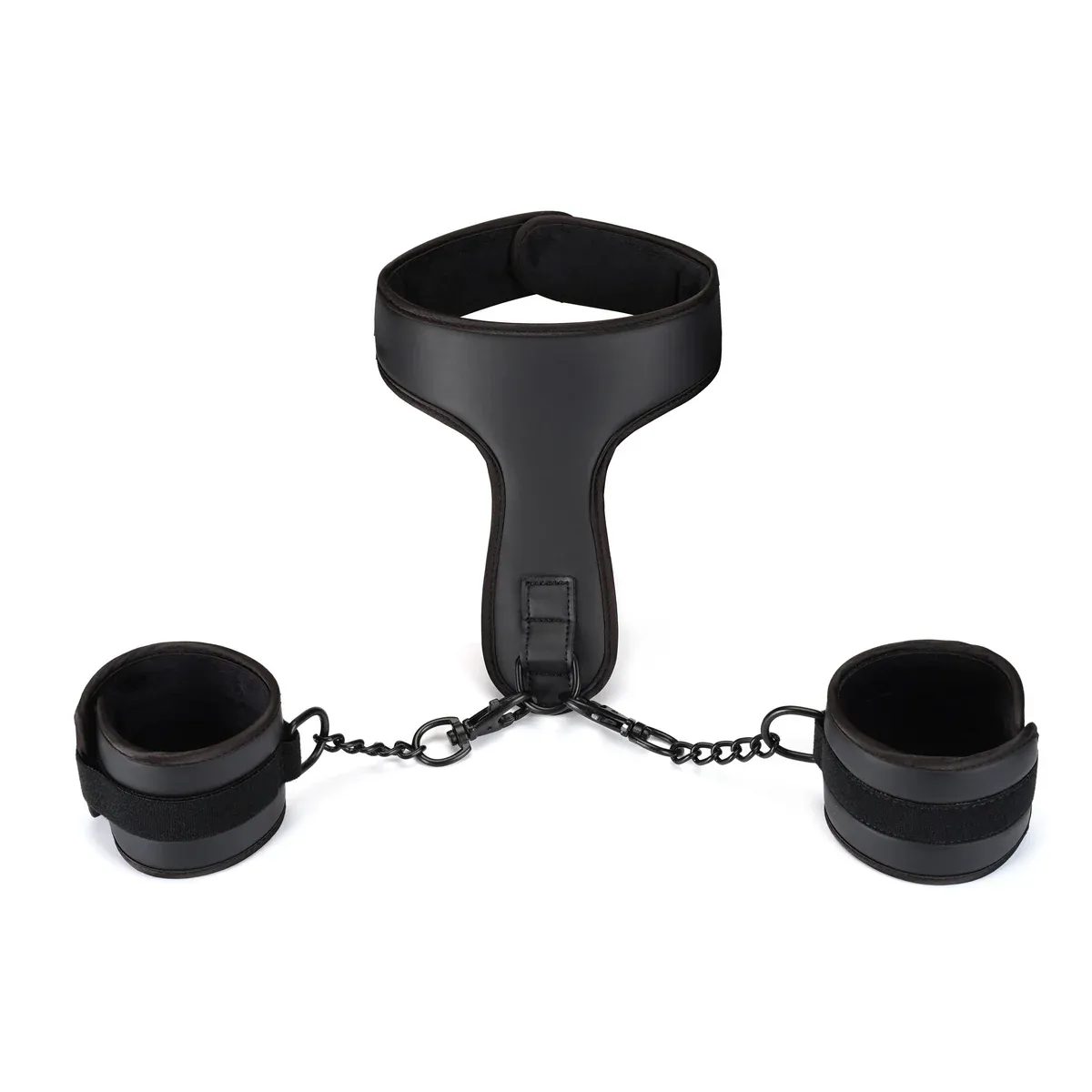 ST-80197BK Vegan Wrist to Collar Restraint Set