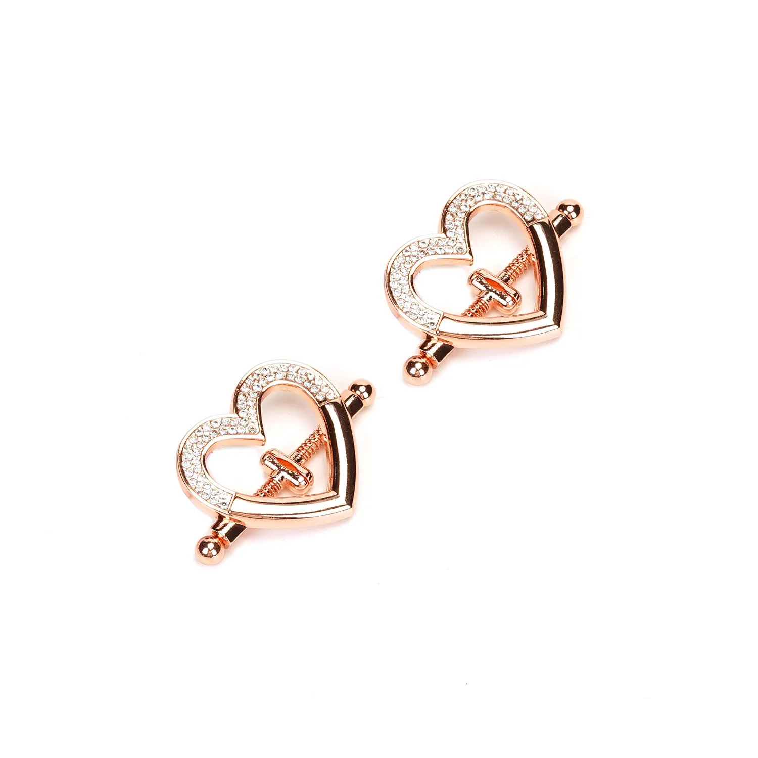 NC-81352 Heart Rhinestone Clamps Rose Gold