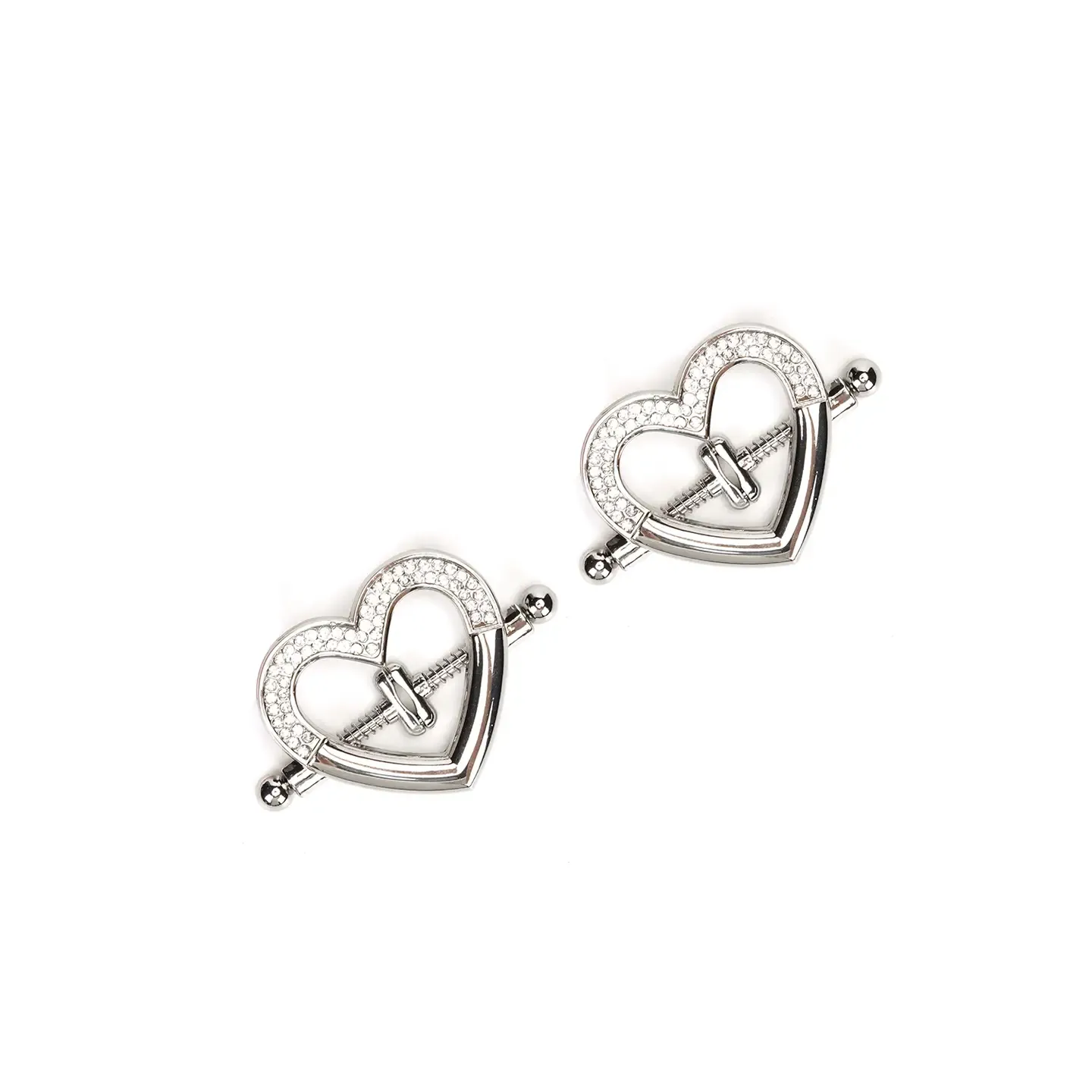NC-81353 Heart Rhinestone Clamps Silver