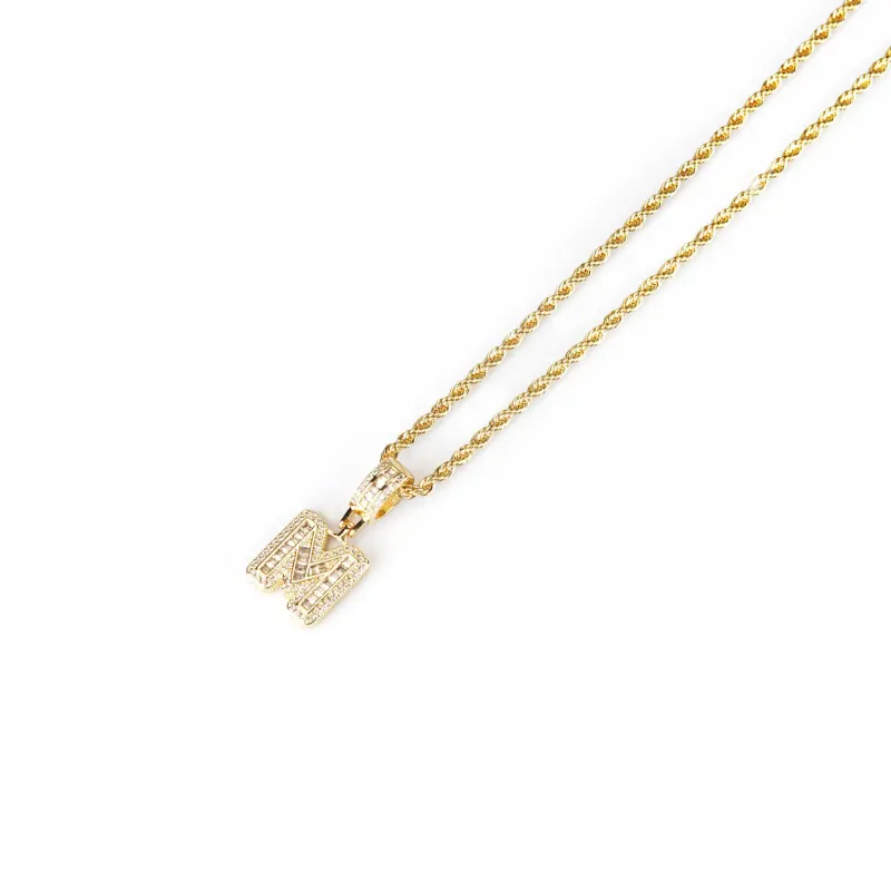NL-81045 Letter M Necklace Gold